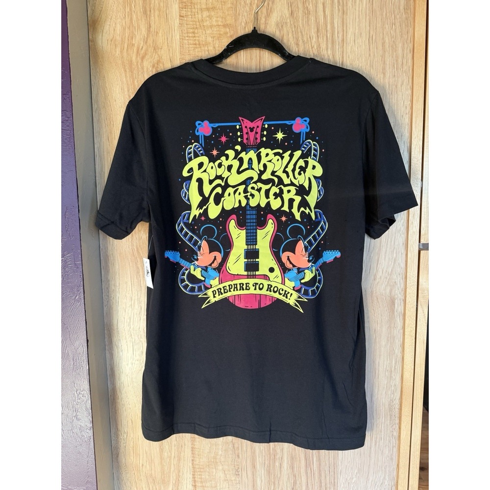 Disney Parks Rock 'n' Roller Coaster Glow in Dark Black T-Shirt Adult Medium NWT